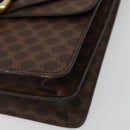 CELINE Macadam Canvas Hand Bag PVC Leather Brown Gold Auth 176358-11
