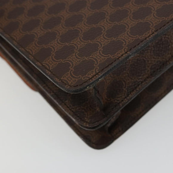 CELINE Macadam Canvas Hand Bag PVC Leather Brown Gold Auth 176358