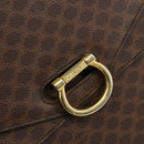 CELINE Macadam Canvas Hand Bag PVC Leather Brown Gold Auth 176358-15