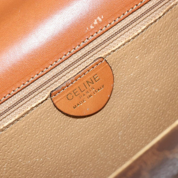 CELINE Macadam Canvas Hand Bag PVC Leather Brown Gold Auth 176358
