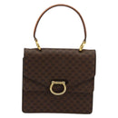CELINE Macadam Canvas Hand Bag PVC Leather Brown Gold Auth 176358-2