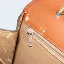 CELINE Macadam Canvas Hand Bag PVC Leather Brown Gold Auth 176358-21
