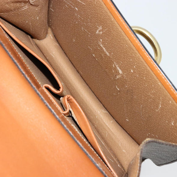 CELINE Macadam Canvas Hand Bag PVC Leather Brown Gold Auth 176358