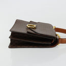 CELINE Macadam Canvas Hand Bag PVC Leather Brown Gold Auth 176358-4