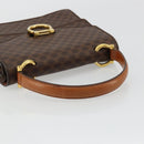 CELINE Macadam Canvas Hand Bag PVC Leather Brown Gold Auth 176358-7