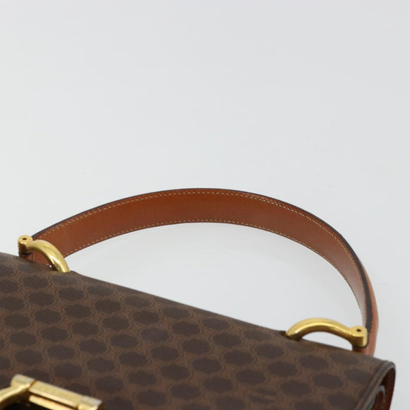 CELINE Macadam Canvas Hand Bag PVC Leather Brown Gold Auth 176358