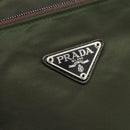 PRADA Tote Bag Nylon Khaki Silver Auth 176359-17
