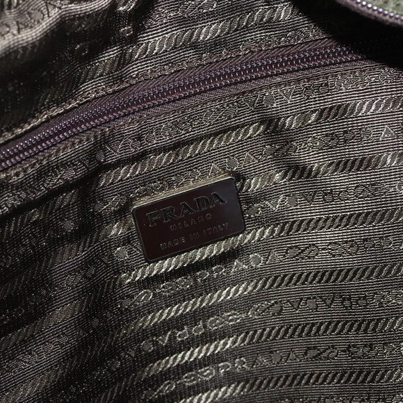 PRADA Tote Bag Nylon Khaki Silver Auth 176359