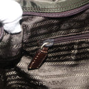 PRADA Tote Bag Nylon Khaki Silver Auth 176359-21