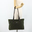 PRADA Tote Bag Nylon Khaki Silver Auth 176359-25