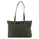 PRADA Tote Bag Nylon Khaki Silver Auth 176359-2