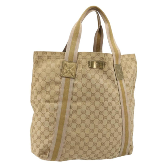 GUCCI GG Canvas Sherry Line Tote Bag Beige 189669 Auth 176360A