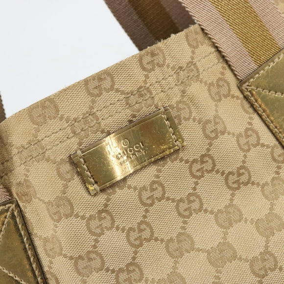 GUCCI GG Canvas Sherry Line Tote Bag Beige 189669 Auth 176360A