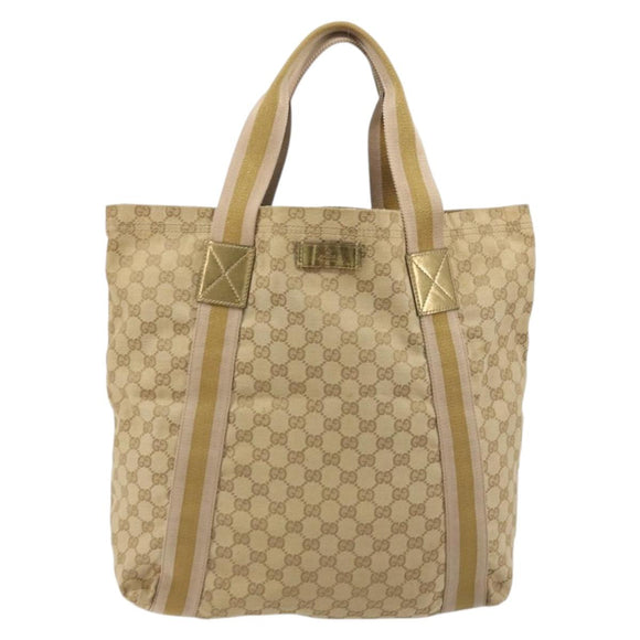 GUCCI GG Canvas Sherry Line Tote Bag Beige 189669 Auth 176360A