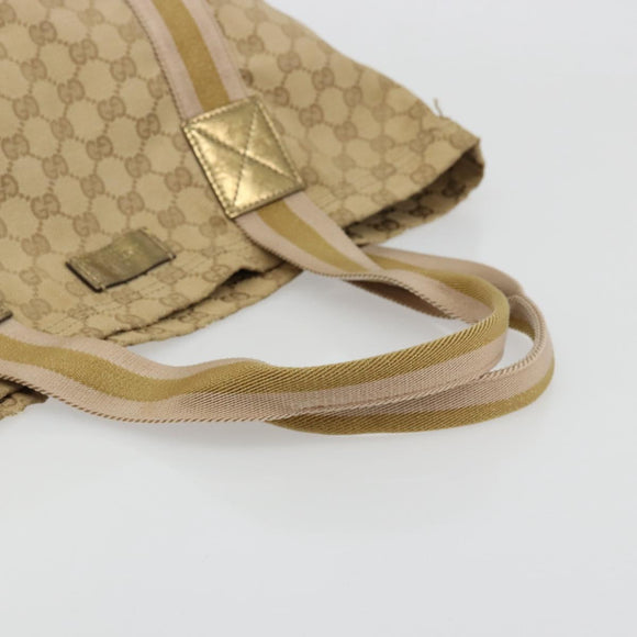 GUCCI GG Canvas Sherry Line Tote Bag Beige 189669 Auth 176360A