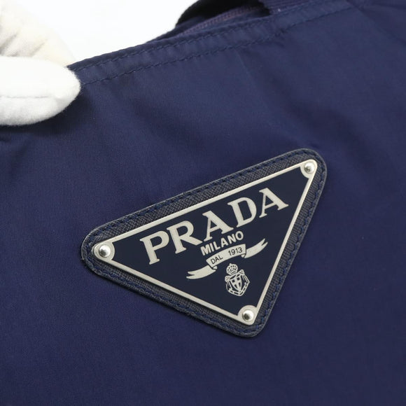 PRADA Tote Bag Nylon Navy Silver Auth 176361A