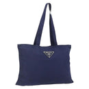 PRADA Tote Bag Nylon Navy Silver Auth 176361A-1