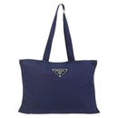 PRADA Tote Bag Nylon Navy Silver Auth 176361A-13