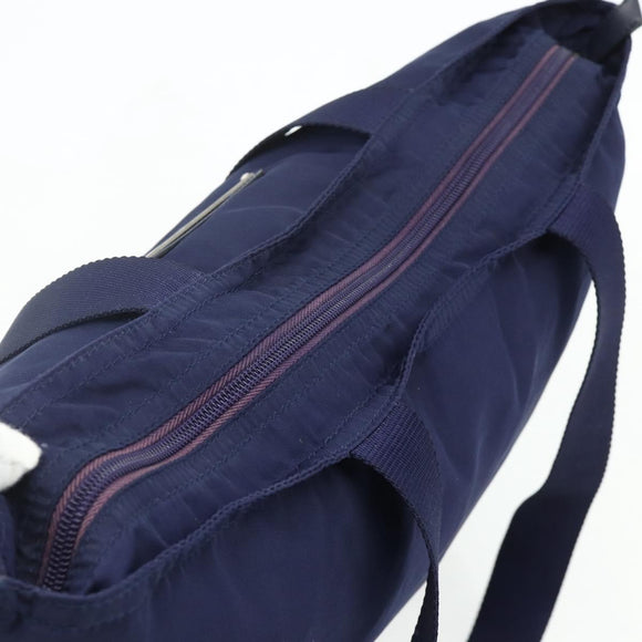 PRADA Tote Bag Nylon Navy Silver Auth 176361A
