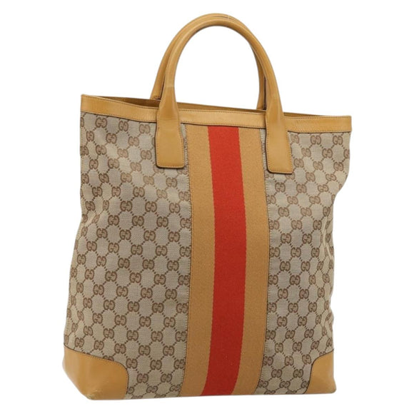 GUCCI GG Canvas Sherry Line Tote Bag Beige Gold 002 1093 3444 Auth 176362