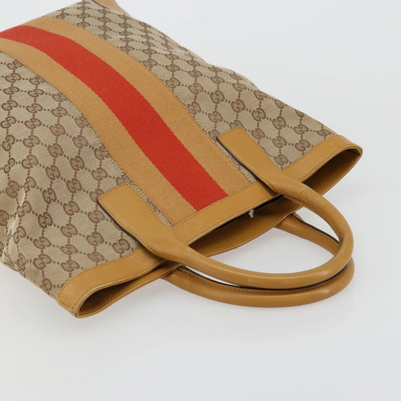 GUCCI GG Canvas Sherry Line Tote Bag Beige Gold 002 1093 3444 Auth 176362