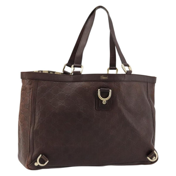 GUCCI GG Canvas Guccissima Tote Bag Leather Brown Gold 141472 Auth 176366