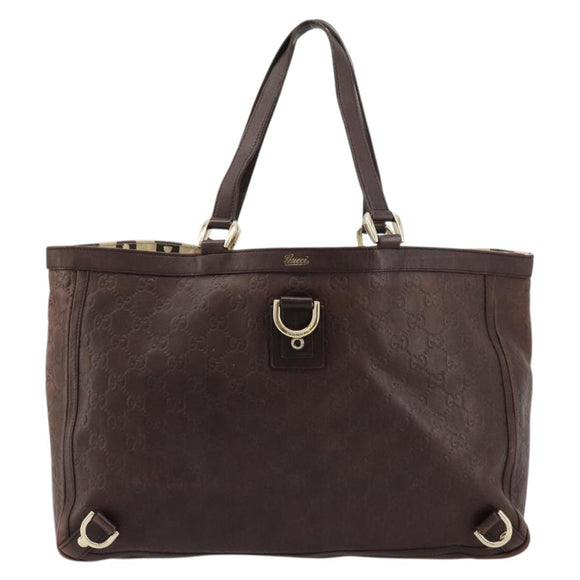 GUCCI GG Canvas Guccissima Tote Bag Leather Brown Gold 141472 Auth 176366