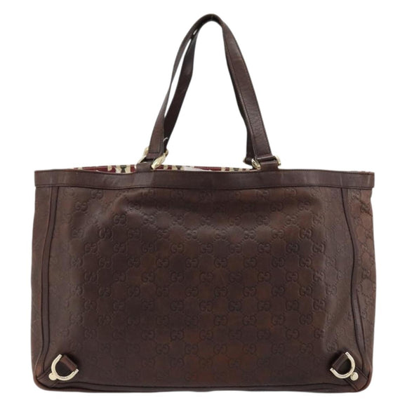 GUCCI GG Canvas Guccissima Tote Bag Leather Brown Gold 141472 Auth 176366