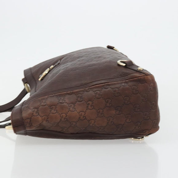 GUCCI GG Canvas Guccissima Tote Bag Leather Brown Gold 141472 Auth 176366