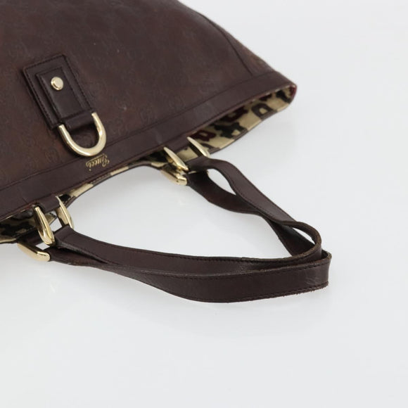 GUCCI GG Canvas Guccissima Tote Bag Leather Brown Gold 141472 Auth 176366