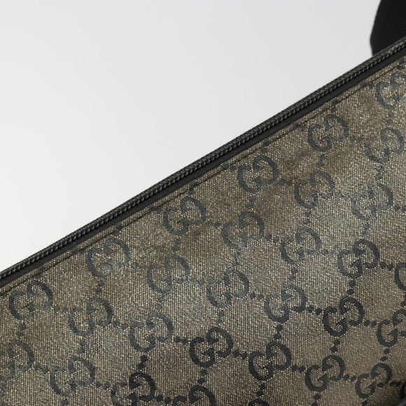 GUCCI GG Crystal Shoulder Bag Coated Canvas Navy Gold 145857 Auth 176367