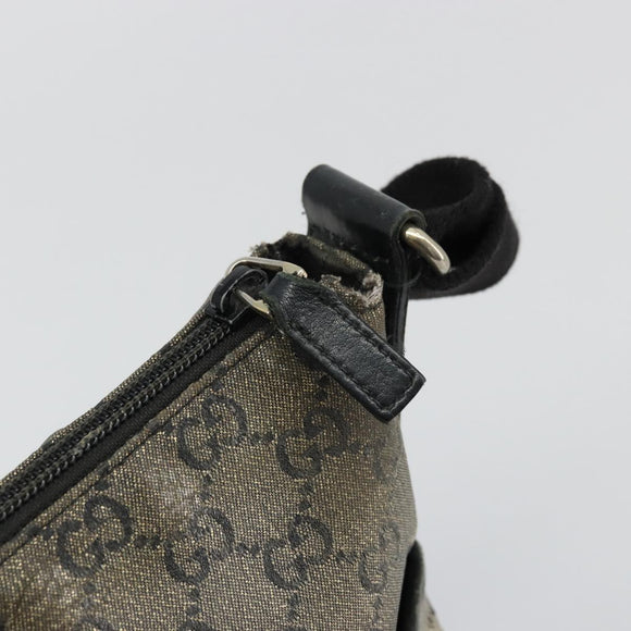 GUCCI GG Crystal Shoulder Bag Coated Canvas Navy Gold 145857 Auth 176367