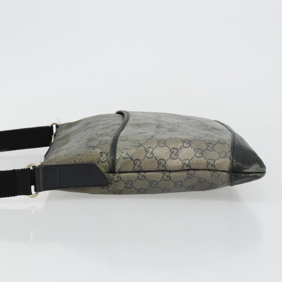 GUCCI GG Crystal Shoulder Bag Coated Canvas Navy Gold 145857 Auth 176367