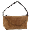 CELINE C Macadam Canvas Hand Bag Suede Brown Silver Auth 176369-1