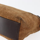 CELINE C Macadam Canvas Hand Bag Suede Brown Silver Auth 176369-14