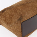 CELINE C Macadam Canvas Hand Bag Suede Brown Silver Auth 176369-15
