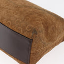 CELINE C Macadam Canvas Hand Bag Suede Brown Silver Auth 176369-16