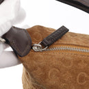 CELINE C Macadam Canvas Hand Bag Suede Brown Silver Auth 176369-10