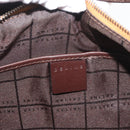 CELINE C Macadam Canvas Hand Bag Suede Brown Silver Auth 176369-17