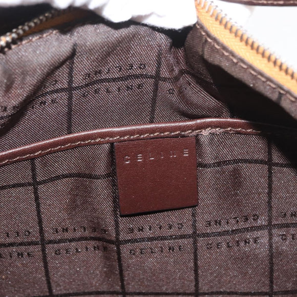 CELINE C Macadam Canvas Handtas Suède Bruin Zilver Auth 176369