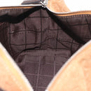 CELINE C Macadam Canvas Hand Bag Suede Brown Silver Auth 176369-18