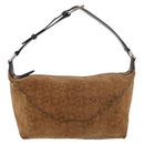 CELINE C Macadam Canvas Hand Bag Suede Brown Silver Auth 176369-13