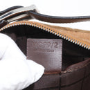 CELINE C Macadam Canvas Hand Bag Suede Brown Silver Auth 176369-12