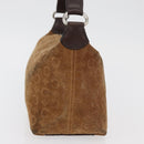 CELINE C Macadam Canvas Hand Bag Suede Brown Silver Auth 176369-3
