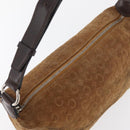 CELINE C Macadam Canvas Hand Bag Suede Brown Silver Auth 176369-6