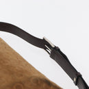 CELINE C Macadam Canvas Hand Bag Suede Brown Silver Auth 176369-8