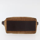 CELINE C Macadam Canvas Hand Bag Suede Brown Silver Auth 176369-5