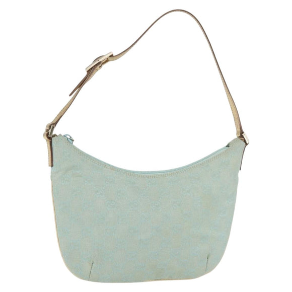 GUCCI GG Canvas Shoulder Bag Light Blue Gold 005 0813 Auth 176372A