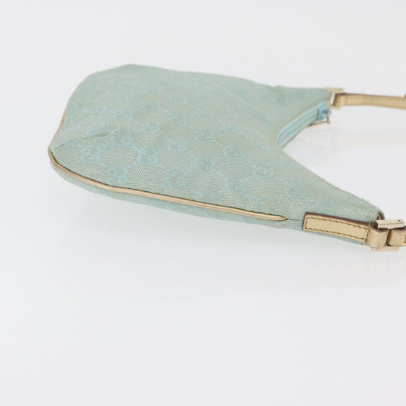 GUCCI GG Canvas Shoulder Bag Light Blue Gold 005 0813 Auth 176372A