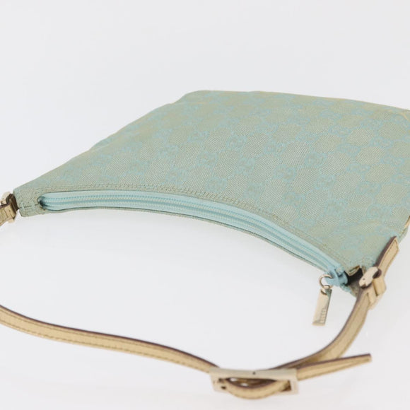 GUCCI GG Canvas Shoulder Bag Light Blue Gold 005 0813 Auth 176372A